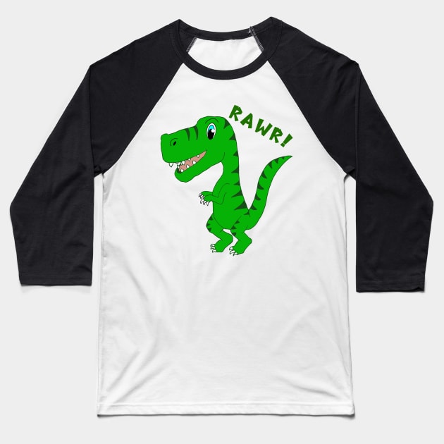 T-Rex Rawr! Baseball T-Shirt by AlissaJoyLeeArt 